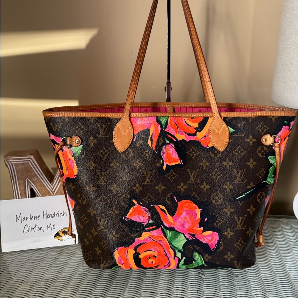 Louis Vuitton LE Roses Neverfull MM Stephen Sprouse
